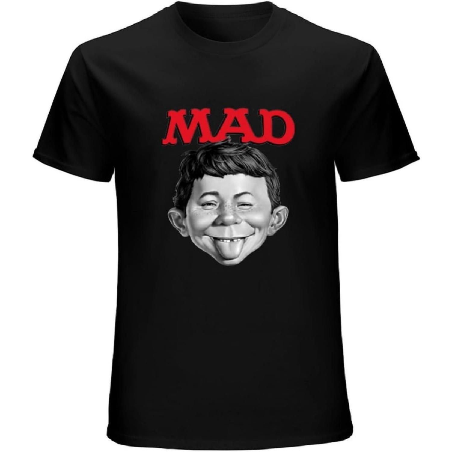 MAD Magazine Alfred E Newman Retro 1970s Men s T-Shirt Black Unisex Mens Tees S разноцветный