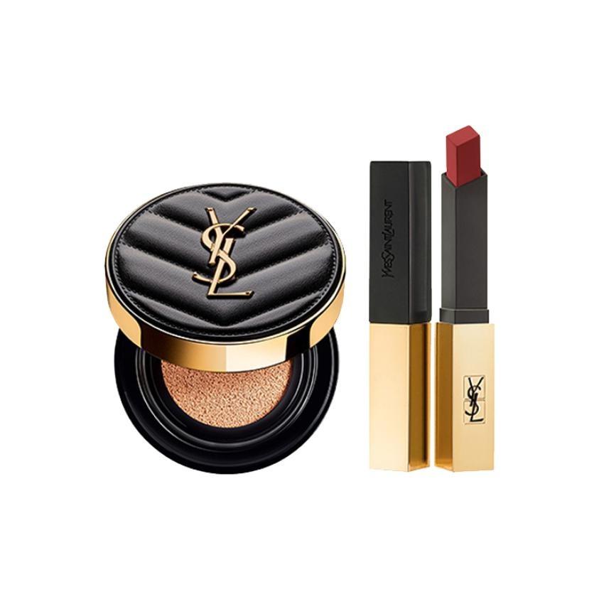 

SAINT LAURENT Spring Leather Air Cushion Gold Bar Makeup Set Easy to Blend Natural Long Lasting Gentle Shopping Bag Not Included