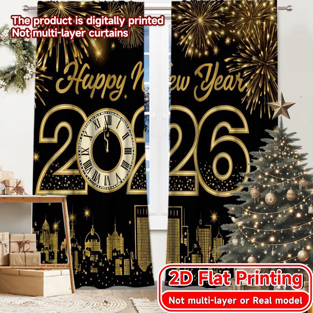 

2D Flat Printing 2pcs Celebration(1) Modern Contemporary Curtains Durable Polyester Curtains Art Deco Festive for Bedroom 100*130 Rod Pocket 1pcs