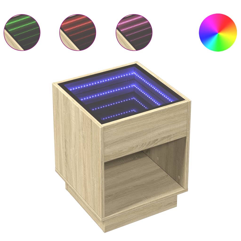 Infinity LED Coffee Table in Sonoma Oak 40 x 40 x 50 cm