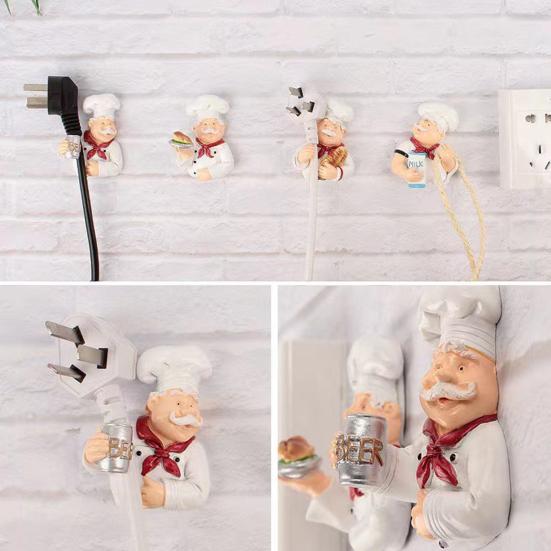 Cârlig cu Ventuză Multifuncțional Adeziv Puternic Fără Găurire Drăguț Desen Animat Bucătar Raft Depozitare Cablu de Alimentare pentru Casă