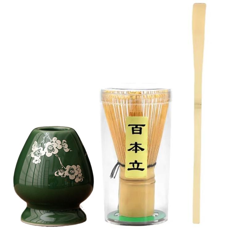 

Azure stone Matcha Handmade Home Easy Clean Tea Set Tool Stand Kit Bowl Whisk Scoop Gift Ceremony Traditional Chinese Accessorie