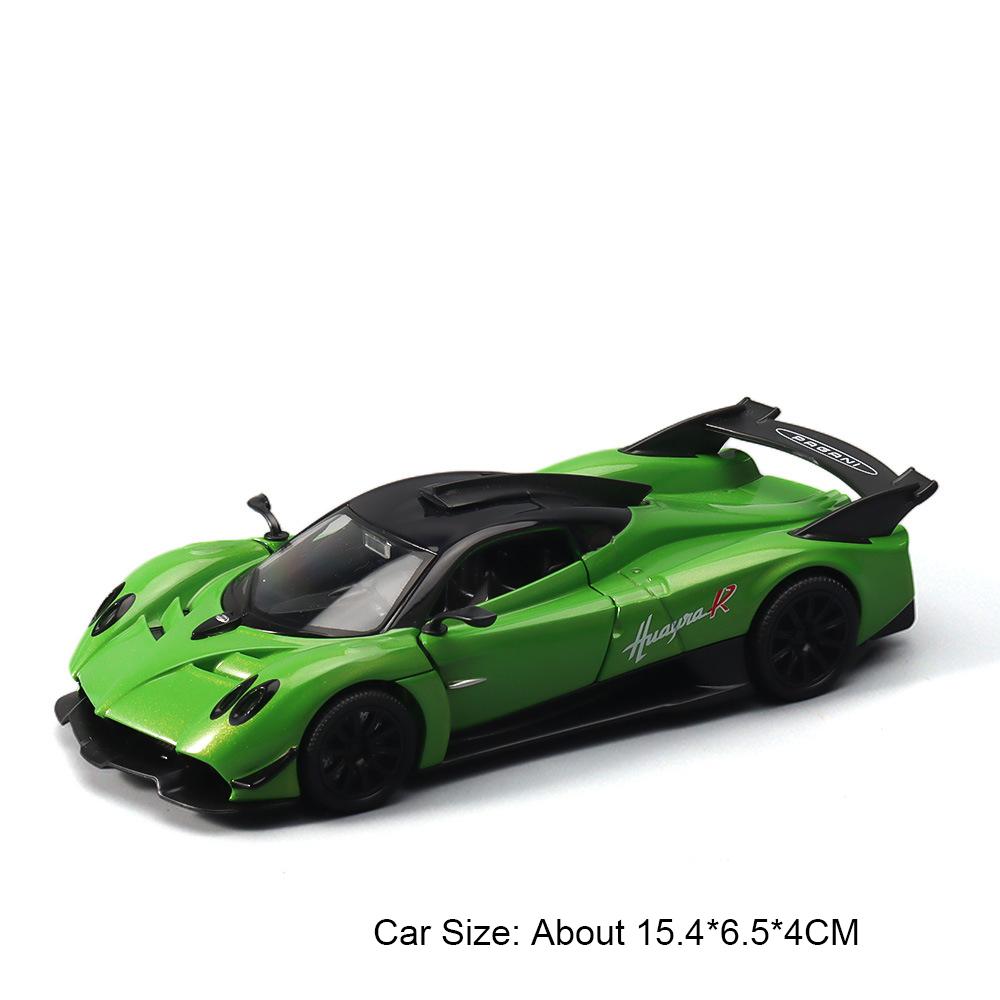 1:32 Scale Huayra R GT3-RS Sports Car Model Toy Sound Light Pull Back Doors Opened Racing Cars Models Hobby Ornaments Gifts