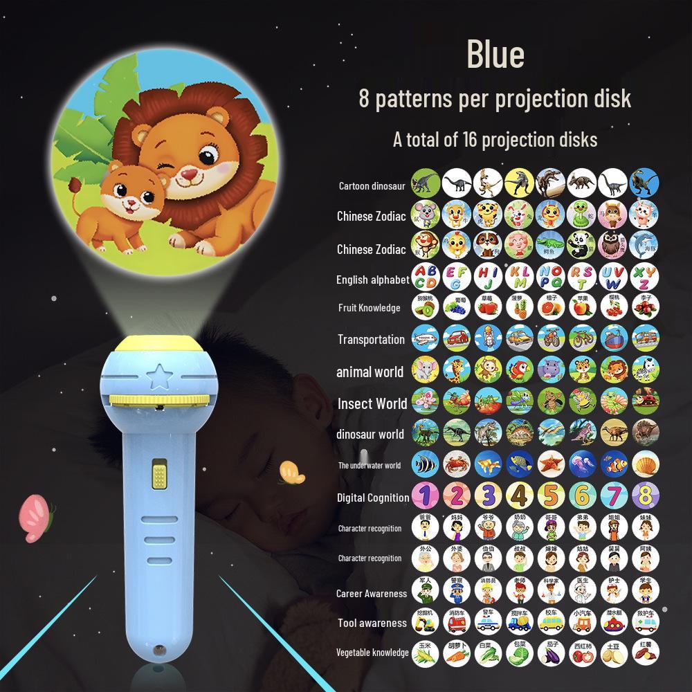Children's Animal Projector Flashlight - Early Education Luminous Toy for Baby Picture Recognition and Cartoon Projection Gifts