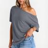 Women's Summer Fashion Strapless T-Shirt Solid Color Short Sleeve Casual Top