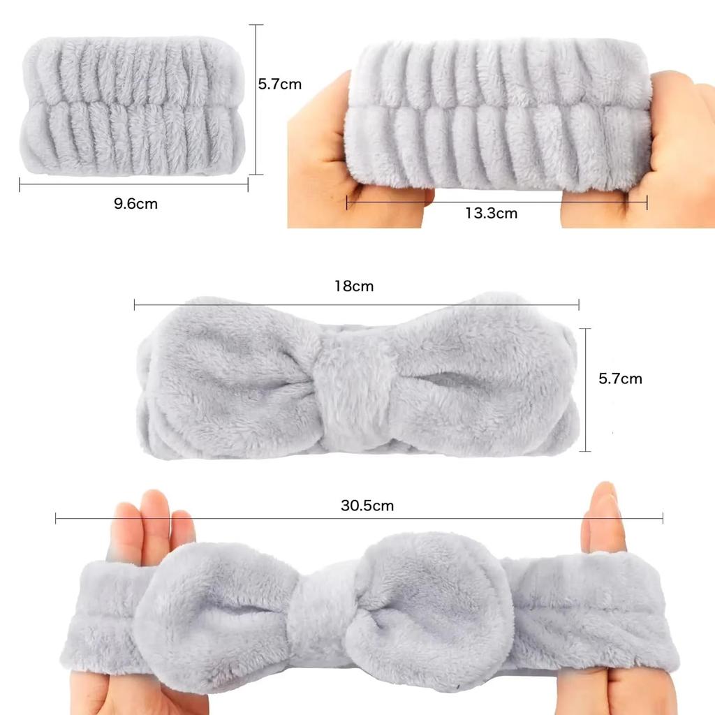 Absorbent and Washband Set for Washing Your Face and Keeping Your Sleeves Stretchy Microfiber Ribbon Hair Turban with Fluffy Ribbon for and Cosmetic