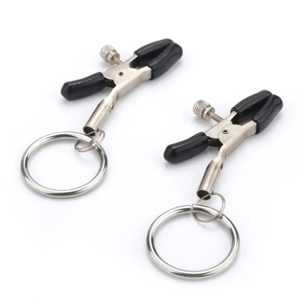 Nipple Clamps 2 Pcs Adult Games Masturbation Sex Toys Metal Clitoris Clips Breast Stimulation Bondage Restraint Accessories