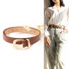 Elegant Skinny Waist Belt Womens Faux Leather Strap Adjustable Gold Buckles Dress Up Essential