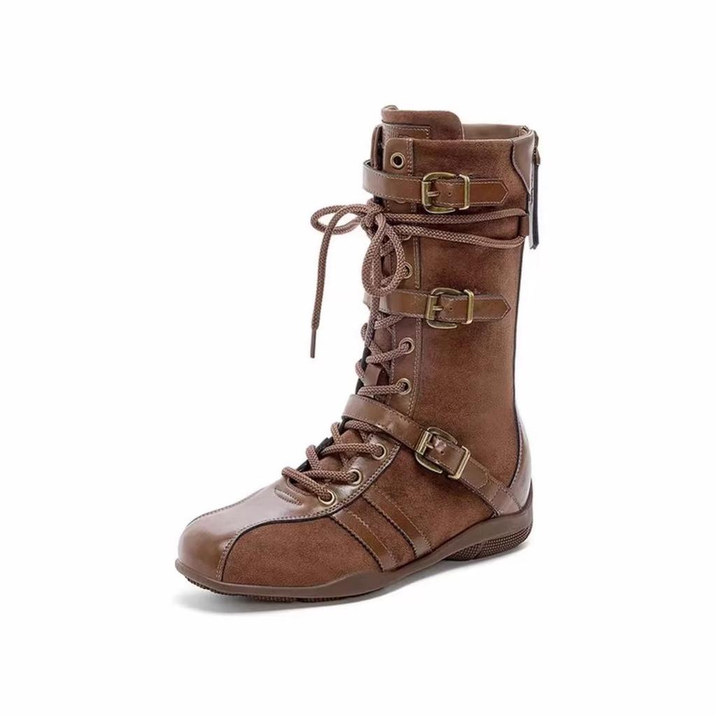 Niche Retro Platform Boots Women's 2025 New Autumn Versatile Belt Buckle Martin Boots Strap Short Boots Boxing Boots