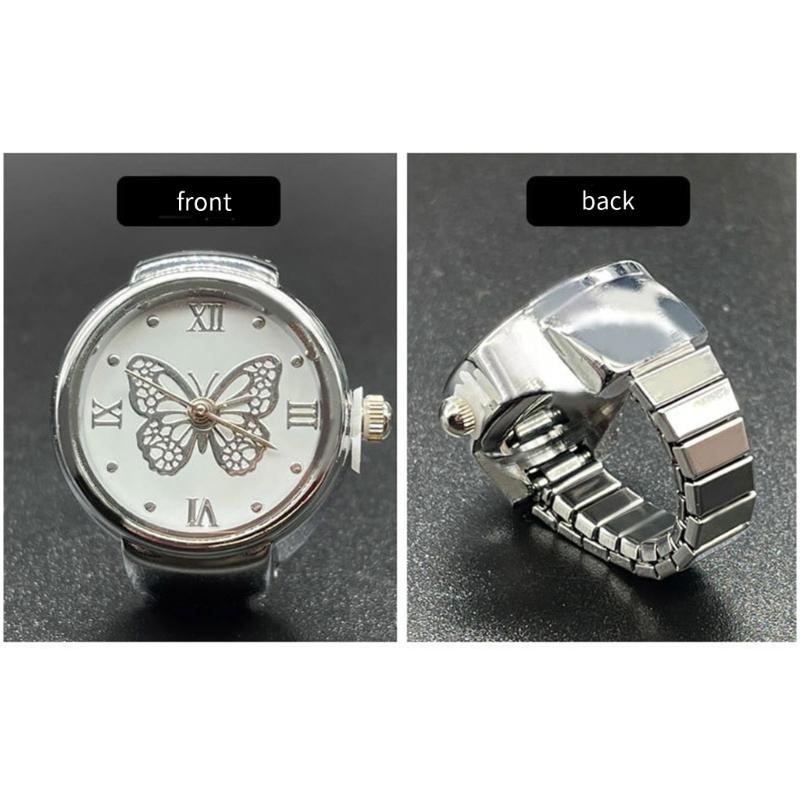 Montre Anneau pour Femmes et Hommes Montre Analogique à Quartz Cadran à Chiffres Romains Bracelet
