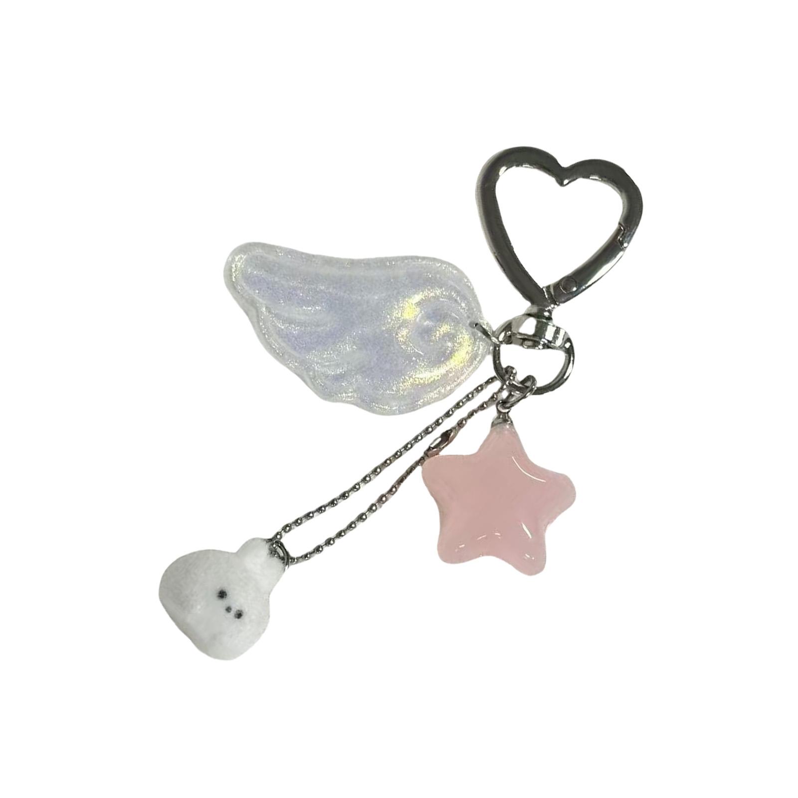 

Adorable Bunny Keychain With Angel Wings And Star Charm Cute Fashion Accessory Durable Alloy Material Perfect Gift Idea