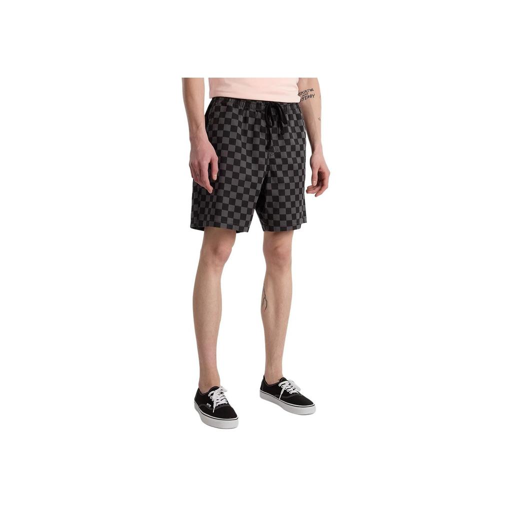 Vans Plaid Print Lace-Up Straight Casual Shorts Men Bottoms Black VN0A5FKDKOU