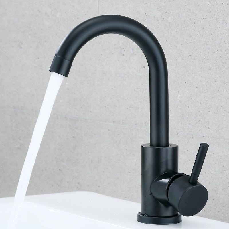 Black Dual-Use Hot & Cold Stainless Steel Bathroom Faucet Without Inlet Hose