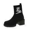 Large size thick-heeled socks shoes autumn new casual mid-top shoes thick-soled versatile short tube elastic thin boots