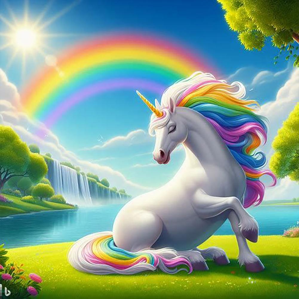 5D DIY Full Round Drill Diamond Painting Garden Unicorn Home Decoration Art