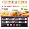 220V Kitchen Timer Digital Timer Cooking Timing LCD Display Clock Shaking Reminder Commercial Restaurant 8 Independent Channel