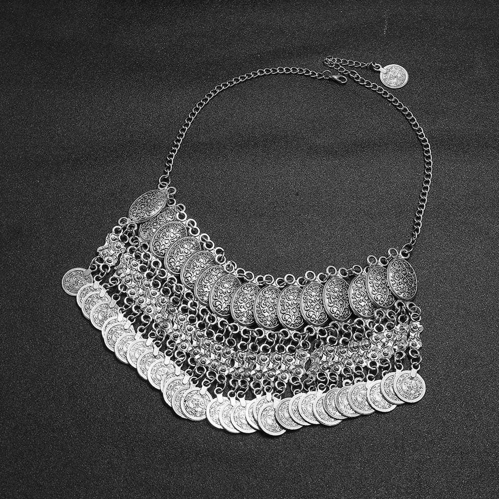 

Vintage Boho Tassel Coin Necklace With Geometric Pendant For Women Jewelry Gift срібний