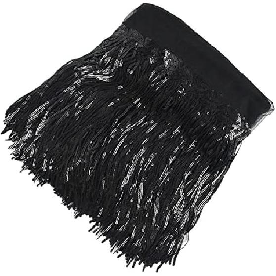 10 Yards Sparkly Sequined Tassel Ribbon Sequins Fringe Trim Spangle Paillette Lace Fabric for Sewing Curtain Pillow Home Decor Party Dress Stage