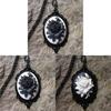 Victorian Black Rose Necklace With Cross Chain For Women Elegant Floral Jewelry