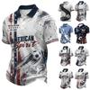 Men's Short Sleeve Button Shirt with Soccer Graphic for Casual Summer Wear