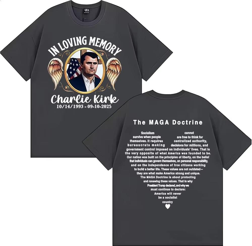 In liebevoller Erinnerung Charlie Kirk Die Maga-Doktrin T-Shirt Herren Damen Mode Gothic Retro T-Shirt Sommer Tops Hochwertige T-Shirts