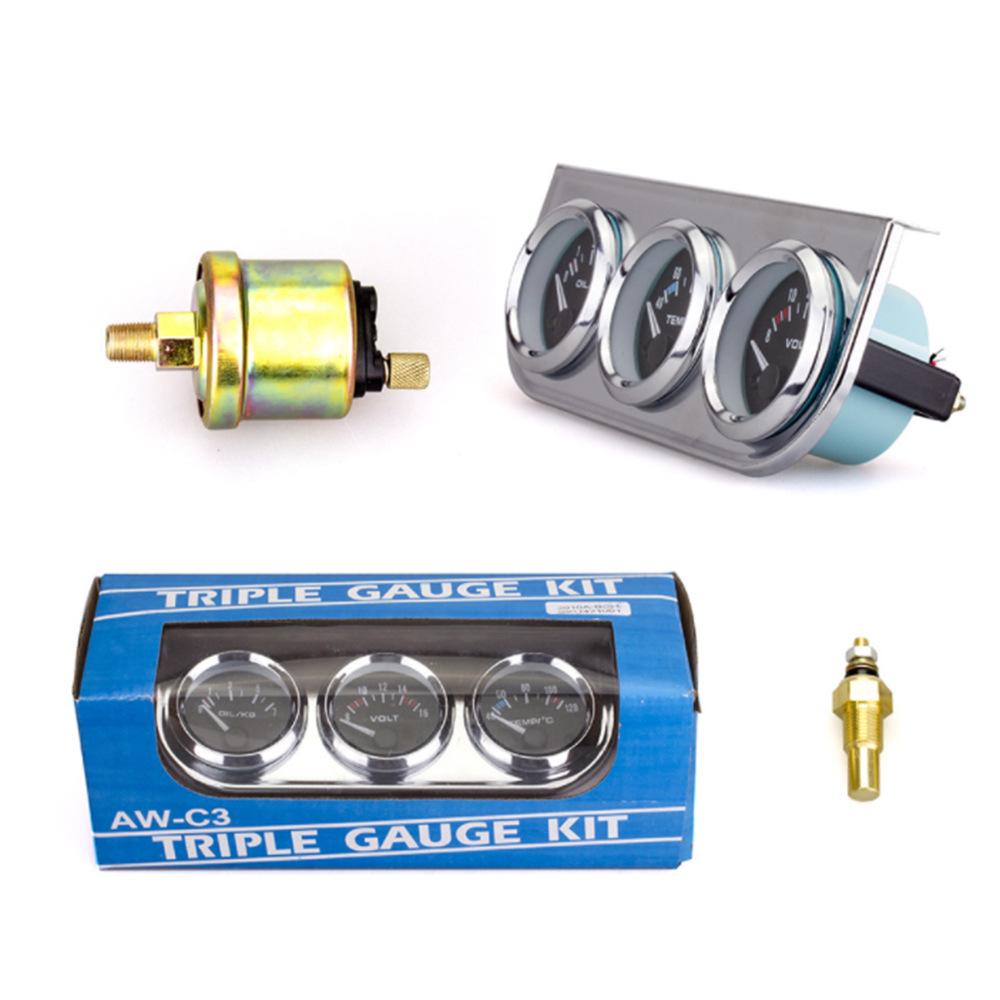 Car Instrument Gauge: Black Triple Meter for Water Temp, Oil Temp, Oil Pressure, and Voltage