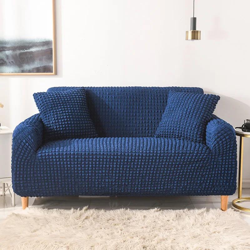 Elastic Sofa Covers for Living Room Geometric ArmChair Knitted Corn Grid Fabric Sofa Slipcovers Chair Protector Home Decor