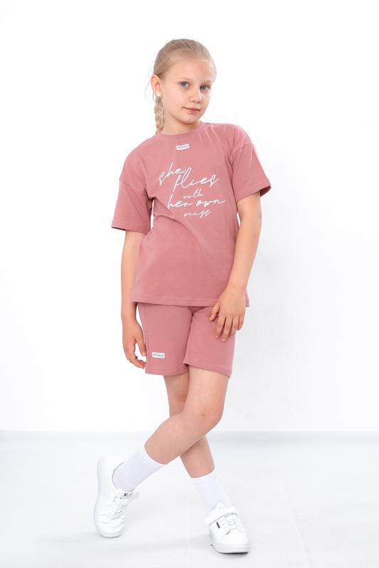 Girls’ Cotton Knit Set – Stylish Printed Tee & Comfy Pocket Shorts, Summer, 6431-036-33 HC