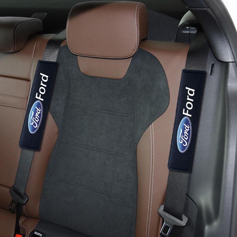 YJBU1 2PCS Cotton Car Seat Belt Protective Cover Auto Styling Accessories For Ford Escape Kuga Mondeo Ecosport Fiesta Focus 2 3 MK1 2