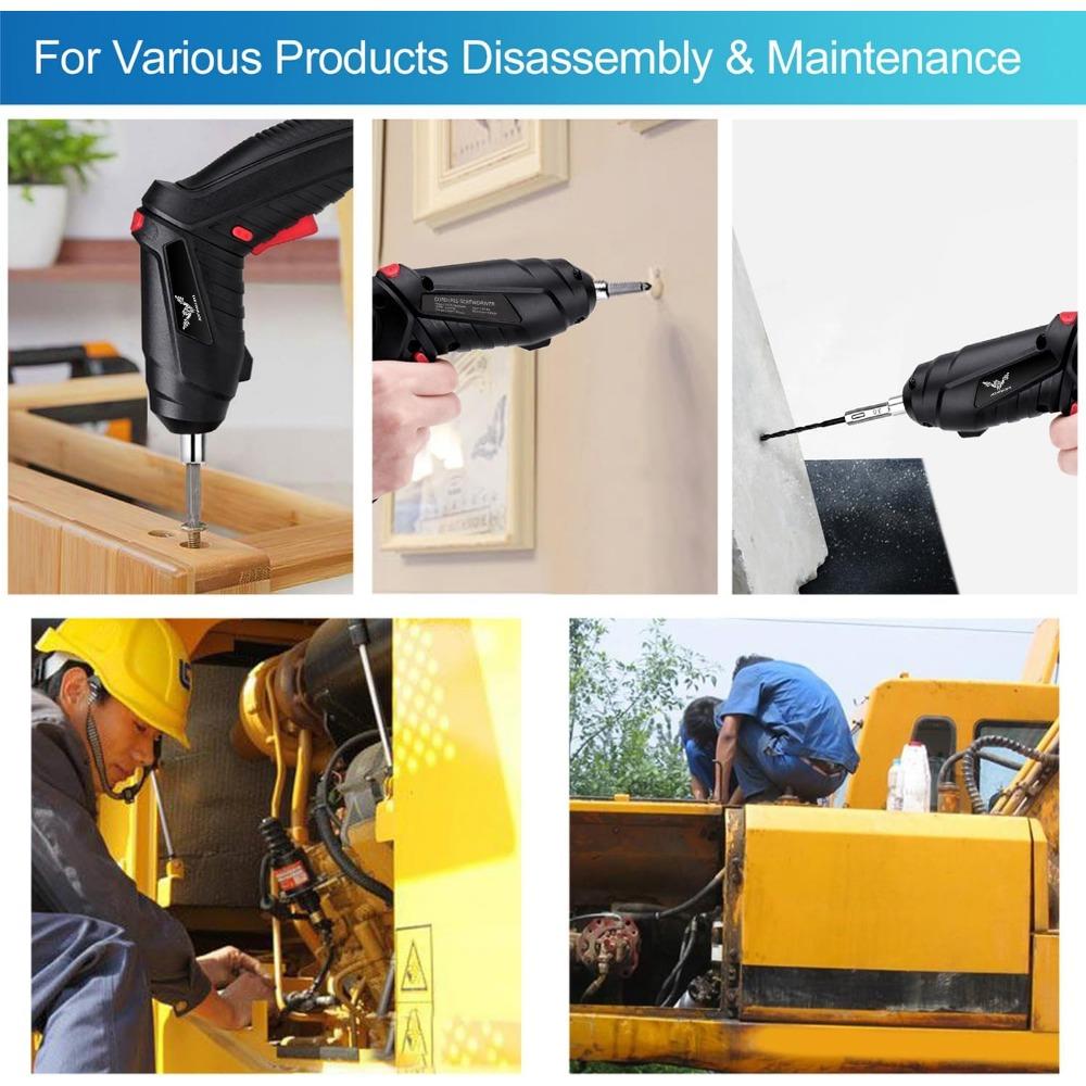 8 In 1 Electric Screwdriver, 3.6V Cordless Drill Screwdriver Rechargeable, 3.5N·m Max Torque Electric Screw Gun with 6 Accessory