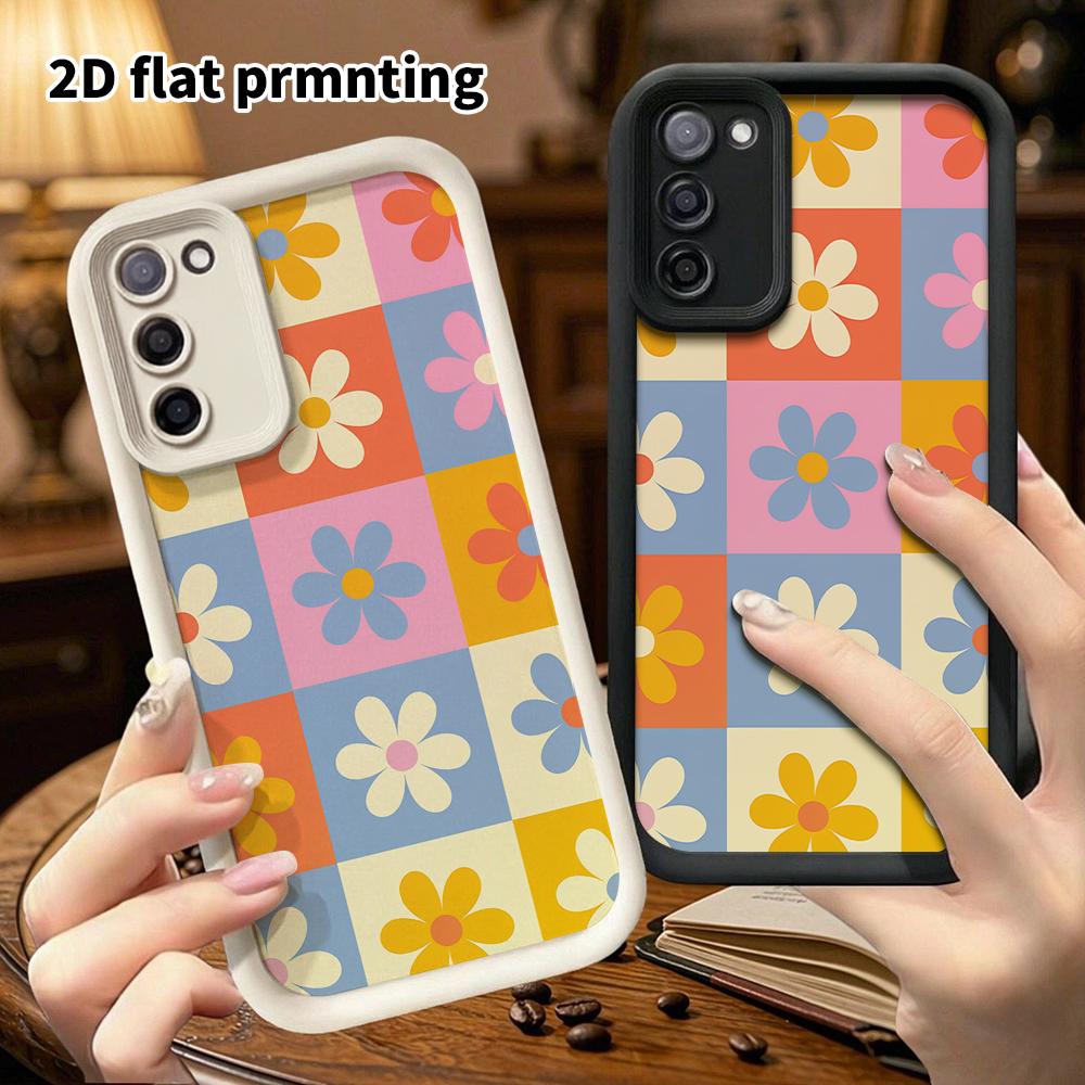 Phone Case: 2D Flat Samsung Galaxy A34 A35 M05 M06 S20 S22 S21 FE Plus 5G Layered Protective Case, Plaid Little Daisy, Christmas and Halloween Gift