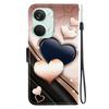 Handmade PU Leather Flip Case for OnePlus Nord 3 / OnePlus Ace 2V Anti-Slip Shockproof Cover with Wrist Strap & Heart/Rose Cat Designs