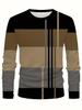 Lässiges 3D-Digitaldruck-Kontrastmuster Herren Langarm-T-Shirt für Frühling und Herbst Outdoor-Bekleidung, bequeme Polyesterfaser
