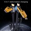 100/150/200CM 4-In-1 Charging Cable USB Type-C 8Pin 65W 480Mbps Fast Charging Cellphone Tablet Braided Data Cable Wire Cord