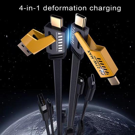 100/150/200CM 4-In-1 Charging Cable USB Type-C 8Pin 65W 480Mbps Fast Charging Cellphone Tablet Braided Data Cable Wire Cord