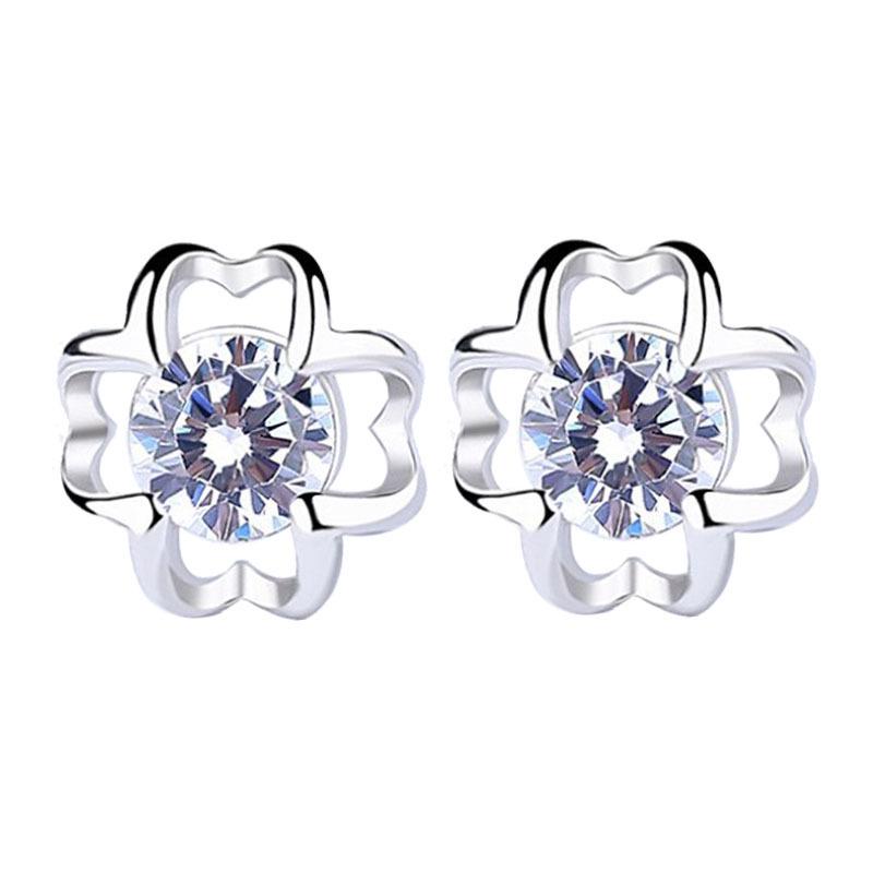 Imitation S925 Four-Leaf Clover Stud Earrings - Korean Style, Women's Luxurious High-End Niche Design