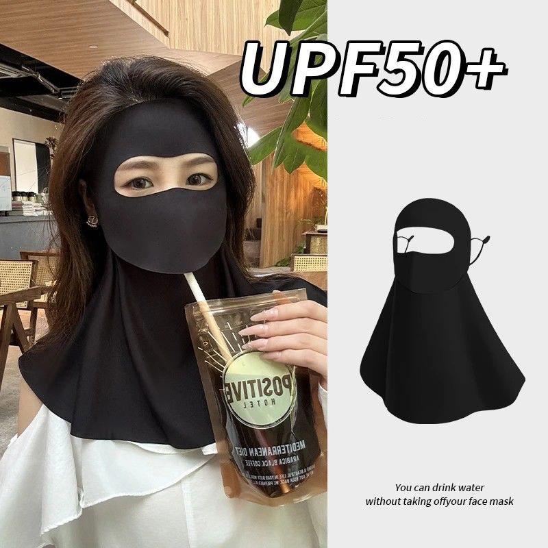 UPF50 Plus Ice Silk Sun Protection Full Face Breathable Neck Scarf for Jogging Outdoor