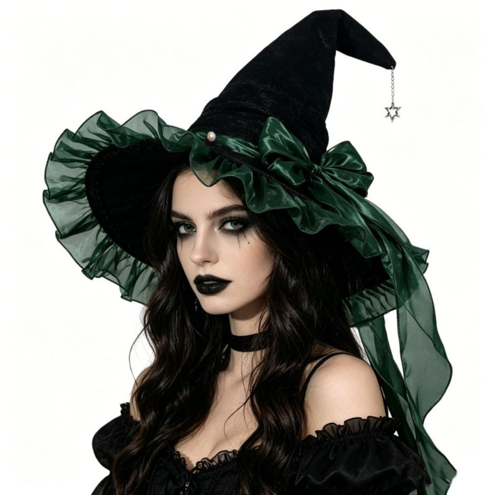 Lace Lolita Witch Hat Star Pendant Wizard Cap Party Props Halloween Hat Cosplay Event