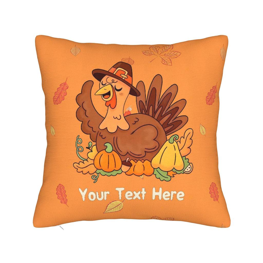 Personalized Turkey Pillowcase Customization Name _ Text Thanksgiving Pillowcase, Cute Turkey and Pumpkin Design, Rural Farmhous