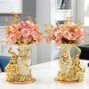 European Ceramic Decorative Vases Floral Arrangement Container with Elphant Sculpture For Dining Room Study Or Event