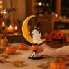 Festive Holiday Tabletop Pieces Halloween Ghost And Moon Resin Ornaments, Cute Spooky Figurine, Seasonal Room Decor Items Statue with Pumpkin Elements