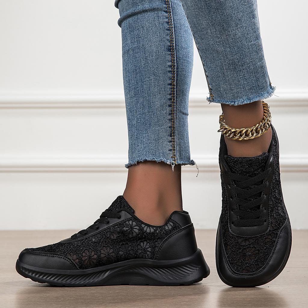Women Wide Toe Hollow Sneakers Summer Breathable Casual Sports Shoes Lightweight Flower Design Board Shoes for Walking Daily