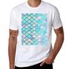 Teal And Blue Watercolor Faux Glitter Mermaid Scales Tshirt Stylish Graphic Short Sleeve Top