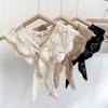 Sweet Solid Color Crochet Detachable Collar Korean Style with Knot Design Leaf Pattern Shawl Hollowed-out Thin Shawl Summer