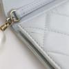 CHANEL Pearl strap flap wallet Shoulder Bag AP1838 Matelasse light blue leather/Fake pearl Women Used