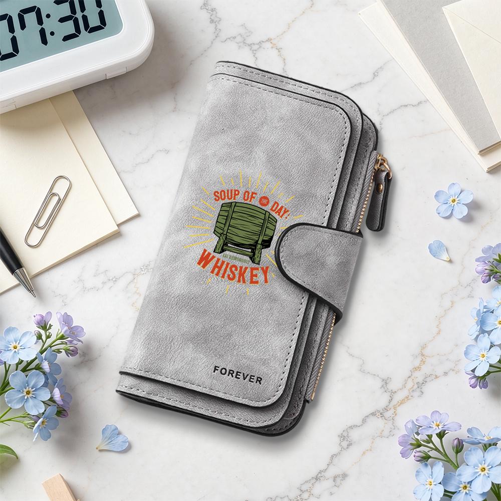 Soup of Day Whiskey Print Wallet Fashion Multi Slot Card Holder Purse