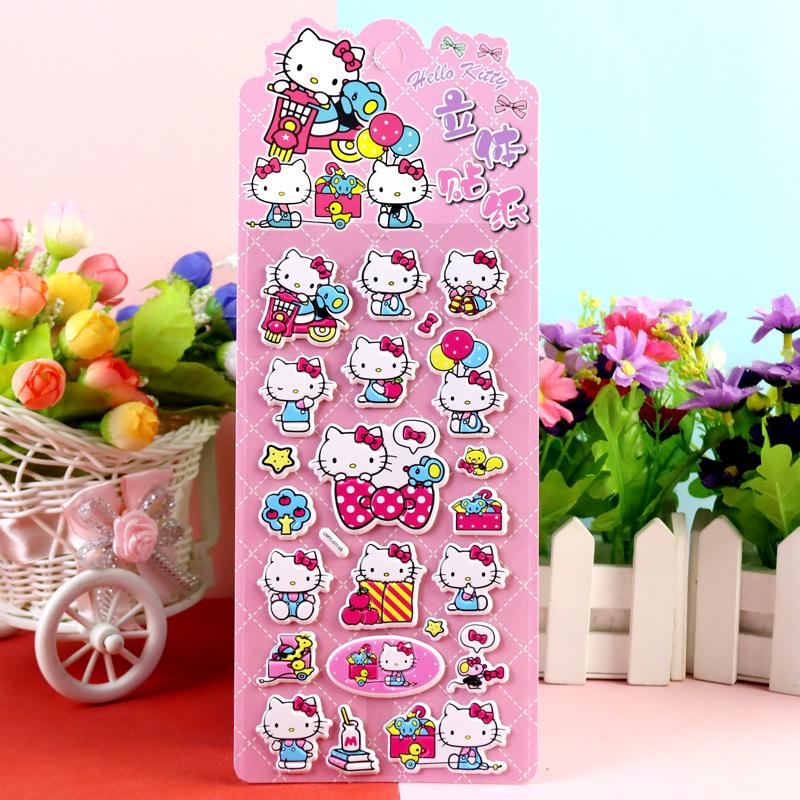 4Pcs Hello Kitty DIY Notebook Album Diary Handbook Decoration Scrapbook Planner 3D Bubble Stickers  For School Student Stationer