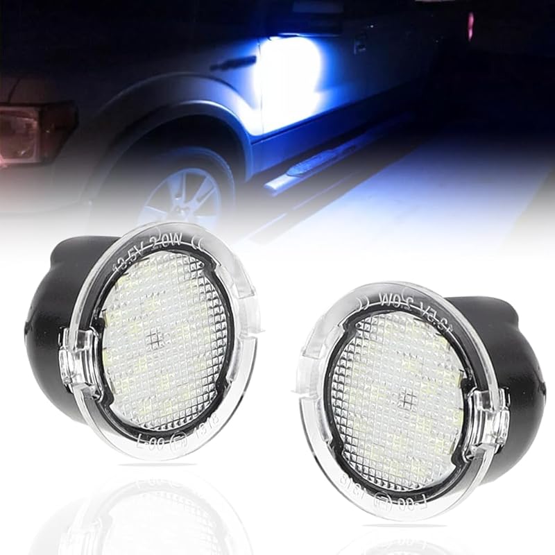 LED Side Mirror Puddle Lights for Fo-rd F150 Explorer Edge Expedition Flex Fusion Taurus X, 6000K Mirror LED Lamps F150 Accessories, 2 PCS (White)