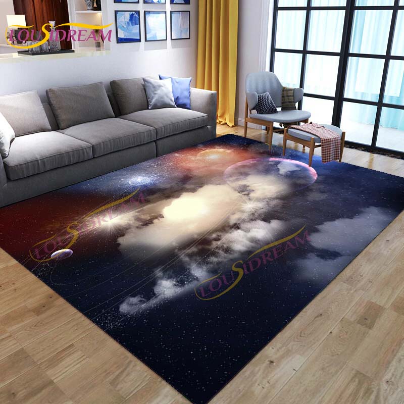 3D Colored Space Mat Galaxy Rug Starry Sky Carpet for Living Room Bedroomt Sofa Planet Rug Nursery Play Rug Floor Mat Home Decor