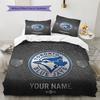 Custom Name Toronto Blue Jays2 Pattern Bedding Quilt Set  Home Decoration  Gift (1 * Duvet Cover + 2 * Pillowcase  Without Core)